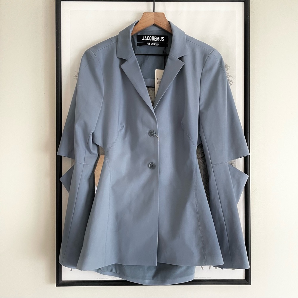 Jacquemus La Vesto Melo Cutout Blazer Blue Stretch Wool Size 10 NWT - Picture 7 of 16